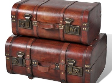 vidaXL Drewniane kufry vintage, brązowe, 2 szt. 240575-1