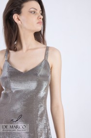 Ekskluzywna sukienka w kolorze srebrnym na ramiączkach, Szycie na miarę De Marco-2