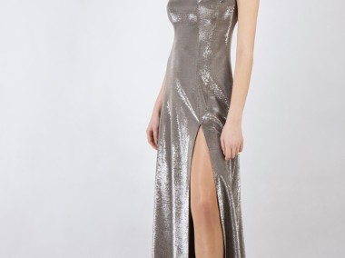 Ekskluzywna sukienka w kolorze srebrnym na ramiączkach, Szycie na miarę De Marco-1