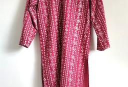 Nowy komplet orientalny indyjski spodnie tunika czerwone biały wzór chunri boho
