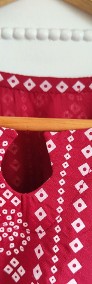 Nowy komplet orientalny indyjski spodnie tunika czerwone biały wzór chunri boho-4