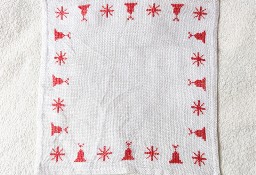 Serwetka ręcznie haftowana haft krzyżykowy święta Boże Narodzenie retro