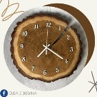 Drewniany zegar ścienny z plastra drewna 30 cm, białe dodatki 
