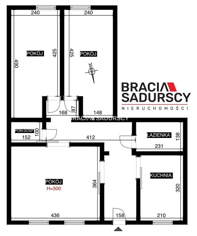 60,17 m² | 3 pokoje | Piwnica | Kameralny Budynek - Widok 3