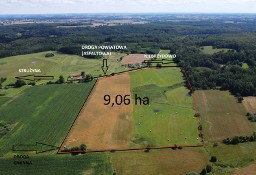 Działka rolno-budowlana o powierzchni 90600 m2 (9,06 ha). Strużyna 