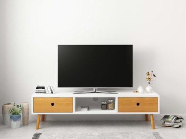 vidaXL Szafka pod TV, biała, 120 x 35 x 35 cm, lite drewno sosnowe285220-1