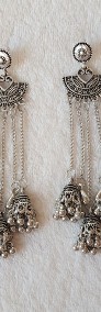 Nowe długie kolczyki z Indii indyjskie srebrny kolor orient orientalne boho -3