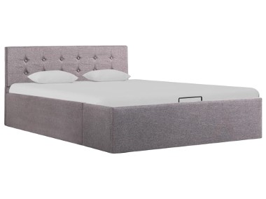 vidaXL Rama łóżka z podnośnikiem, taupe, tkanina, 120 x 200 cm 285596-1