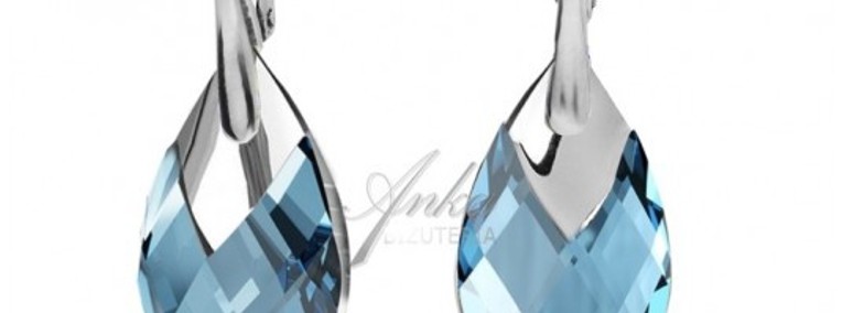 Kolczyki srebrne Swarovski Silver Drop w kolorze Aquamarine Light Chrome.-1