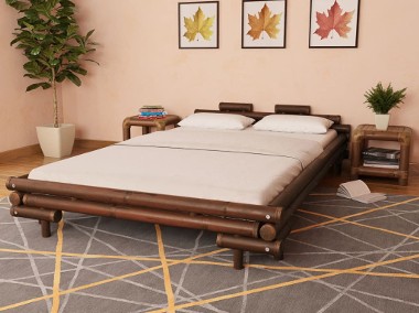 vidaXL Rama łóżka, ciemnobrązowa, bambusowa, 140 x 200 cm 247293-1
