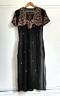 Indyjska tunika vintage retro sukienka czarna haft handmade szyfon kameez