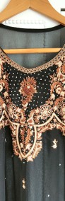 Indyjska tunika vintage retro sukienka czarna haft handmade szyfon kameez-4
