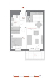 Mieszkanie dwupokojowe - 44,08 m2/ Morena-2