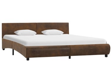 vidaXL Rama łóżka, brązowa, sztuczna skóra, 160 x 200 cm 285478-1