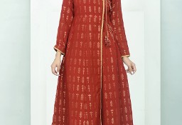 Nowa indyjska tunika sukienka narzutka M 38 L 40 czerwona złota bawełniana kurta