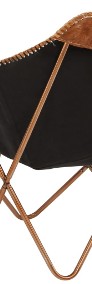 vidaXL Krzesło motyl, brązowo-białe, naturalna kozia skóra 246391-4