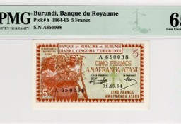 BURUNDI  1964-P8-PMG 65 UNC-RZADKI! GRATIS WYSYŁKA!