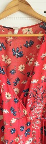 Sukienka H&M 36 S czerwona w kwiaty wrap dress floral cottage retro wiskoza-3