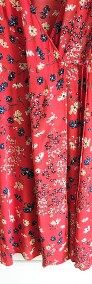 Sukienka H&M 36 S czerwona w kwiaty wrap dress floral cottage retro wiskoza-4