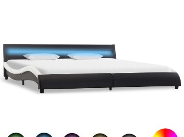 vidaXL Rama łóżka z LED, czarno-biała, sztuczna skóra, 180 x 200 cm 285689-1
