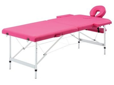 vidaXL Składany stół do masażu, 2-strefowy, aluminiowy, różowySKU:110194*-1