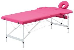 vidaXL Składany stół do masażu, 2-strefowy, aluminiowy, różowySKU:110194*