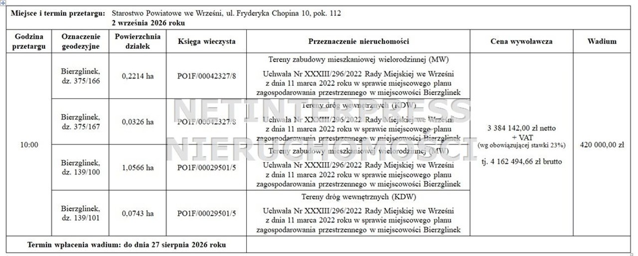 V przetarg na sprzedaż terenu w Bierzglinku - Widok 2