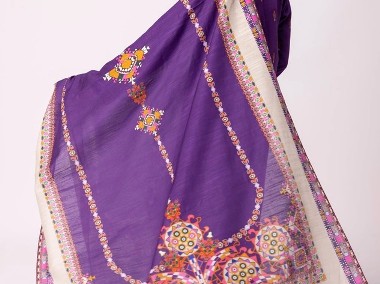 Indyjska chusta szal fiolet wzór kolorowa hidżab hijab dupatta etno boho-1