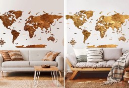 drewniana mapa świata 