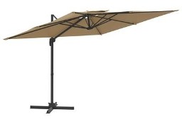 vidaXL Wiszący parasol z podwójną czaszą, kolor taupe, 300x300 cm