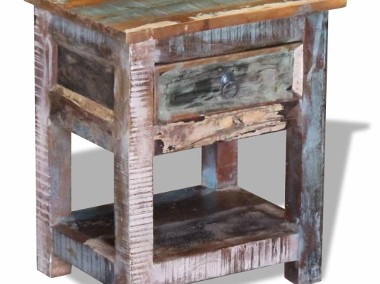 vidaXL Stolik boczny z 1 szufladą, lite drewno odzyskane, 43x33x51 cm243456-1