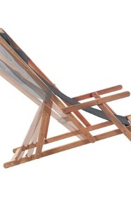 vidaXL Składany leżak plażowy, tkanina i drewniana rama, szarySKU:43997-3