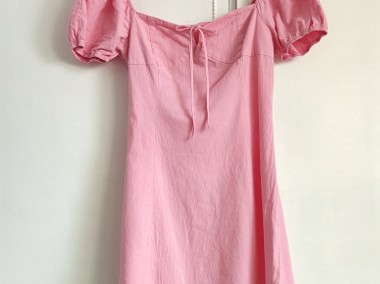 Różowa bawełniana sukienka S 36 M 38 dziewczęca bufki-1