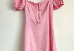 Różowa bawełniana sukienka S 36 M 38 dziewczęca bufki