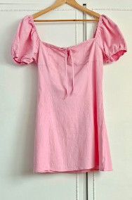 Różowa bawełniana sukienka S 36 M 38 dziewczęca bufki-2