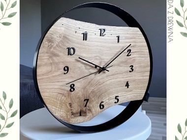 Nowoczesny zegar drewniany, stalowa obręcz, klient wybiera elementy zegara!-1