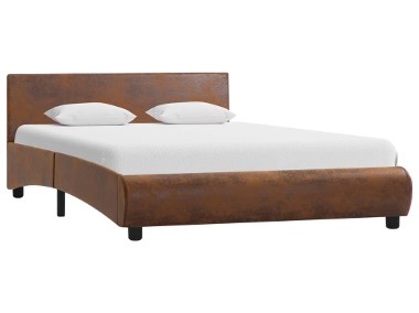 vidaXL Rama łóżka, brązowa, sztuczna skóra, 120 x 200 cm 285476-1