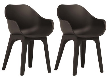 vidaXL Krzesła ogrodowe z podłokietnikami, 2 szt., brązowe, plastik 45615-1