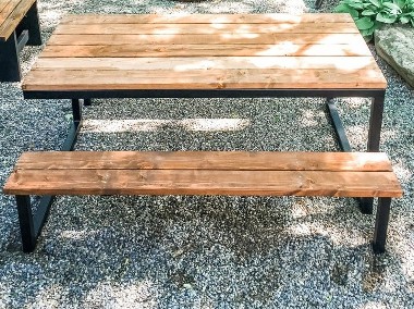 Stół zestaw piknikowy piwny tarasowy barowy biesiadny drewniany metalowy-2