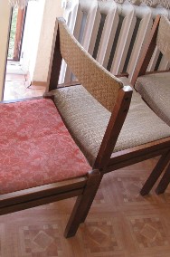 Stare, solidne, drewniane krzesła tapicerowane PRL 3 szt  -2