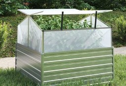 vidaXL Wysoka donica ogrodowa ze szklarnią, 100x100x85 cm, srebrna