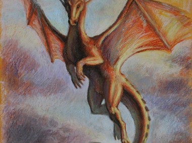 SMOK dragon fantasy fantastyka pastela olejna format A3-1