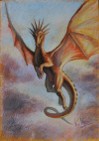 SMOK dragon fantasy fantastyka pastela olejna format A3