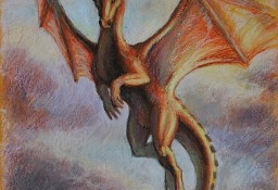 SMOK dragon fantasy fantastyka pastela olejna format A3