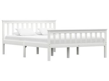 vidaXL Rama łóżka, biała, lite drewno sosnowe, 140 x 200 cmSKU:283217-1