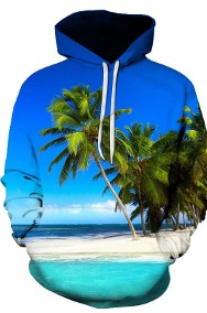 bluza z kapturem 3d trójwymiarowa nadruk plaża palmy-2