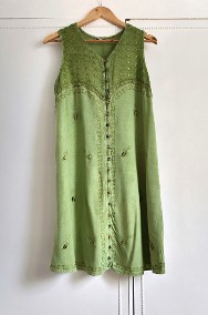 Sukienka vintage zielona boho hippie bohemian etno wiskoza na lato-2