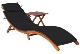 vidaXL Ogrodowy leżak ze stolikiem i poduszką, lite drewno akacjowe