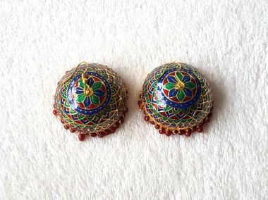 Duże kolczyki indyjskie jhumki jhumka orient dzwonki etno boho bohemian kolorowe-1