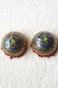 Duże kolczyki indyjskie jhumki jhumka orient dzwonki etno boho bohemian kolorowe-2